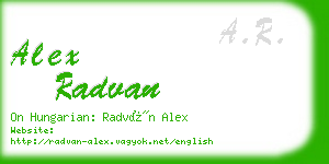 alex radvan business card